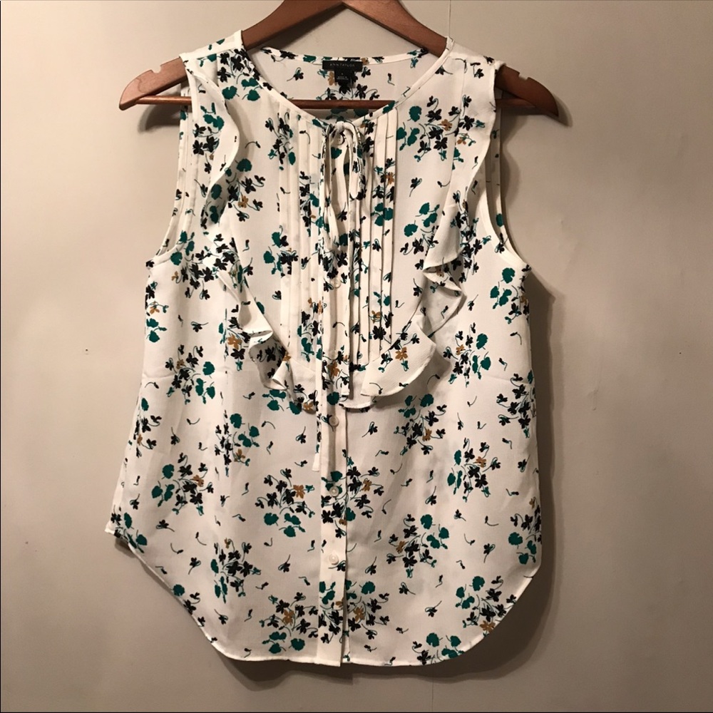 Ann Taylor Floral Sleeveless Blouse Top Shirt